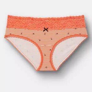 Torrid spider print lace waist orange stripe hipster panty, Torrid size 2